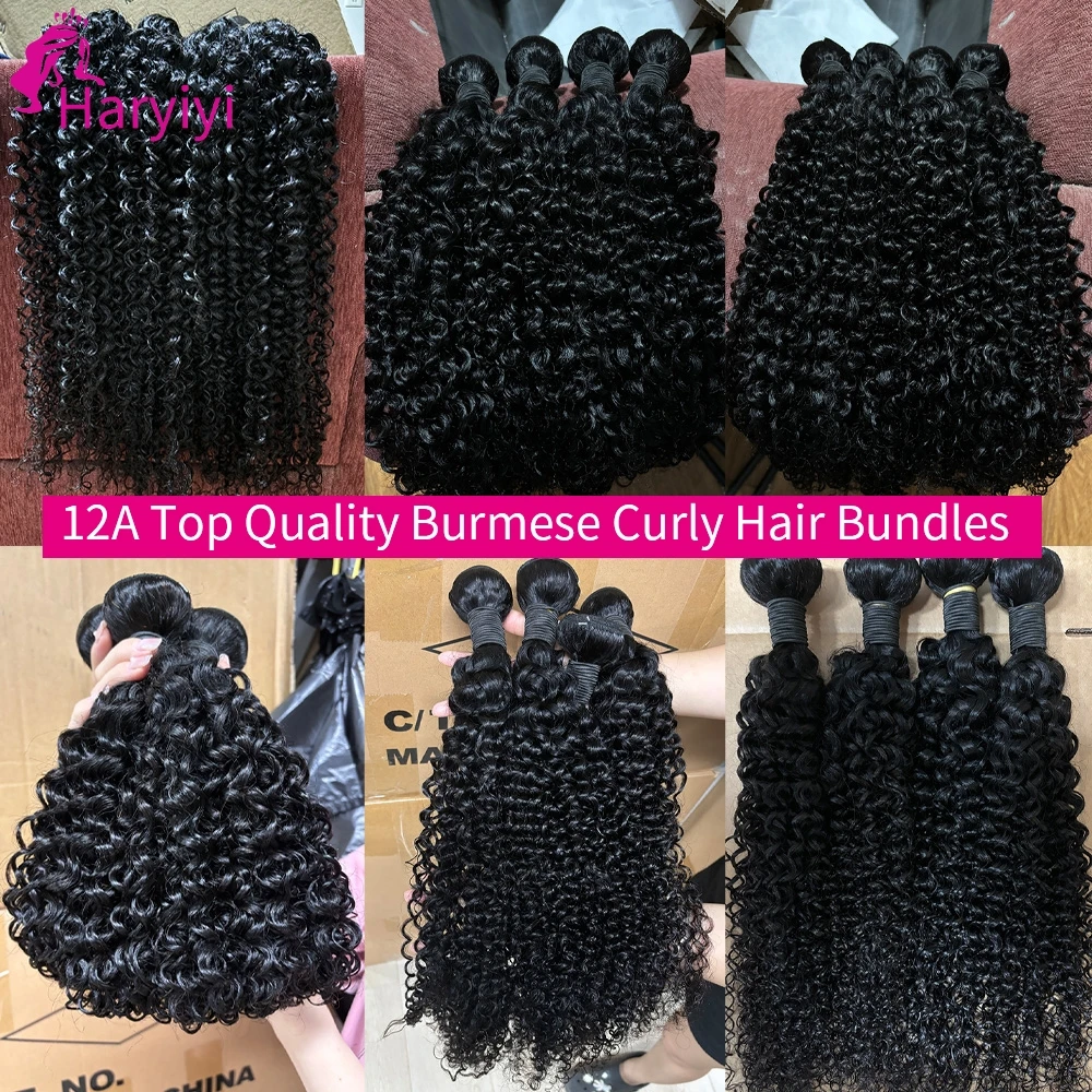 24 30 40 Zoll Lockige Haarbündel 12A Burmesische Lockige Haarbündel Kinky Curly Echthaar-Bündel Natürlich Schwarze Rohe Haarbündel – Detail 2