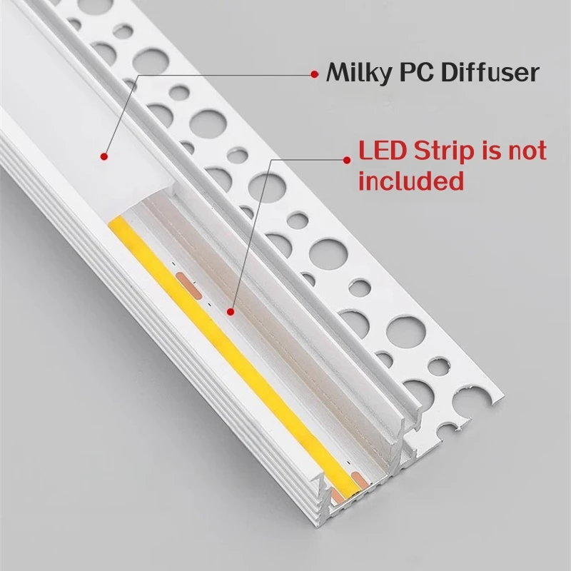 Profilé en aluminium encastré pour coin de plafond, ligne de taille invisible, canal, diffuseur, bord de cloison sèche, rétroéclairage LED, bandes