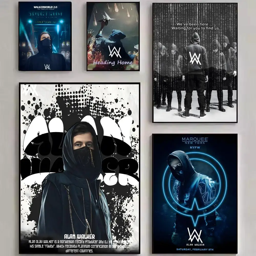 Singer A-alan Walker Painting Calligraphy Stylized Art Textured Canvas Mural For Bedroom Living Room Interior Wall Decoration