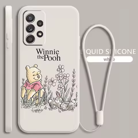 Winnie The Pooh Anime For Samsung Galaxy A73 A54 A53 A33 A52 A32 A22 A71 A51 A21S A03S 4G 5G Liquid Rope Soft Phone Case Fundas