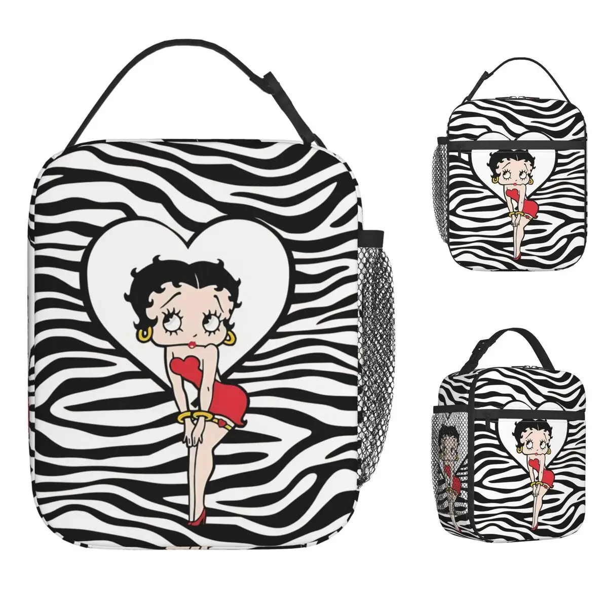 B-Bettys Boops Bolsa de almuerzo vintage, lonchera térmica portátil para pícnic al aire libre, bolsa térmica de diseño Oxford para hombres