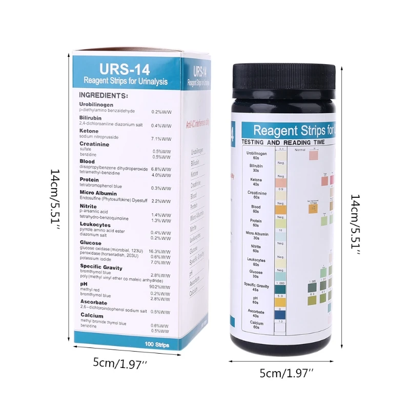 URS-14 100strips Urinalysis Reagent Test Paper Urine Test Strips Leukocytes Nitrite Urobilinogen Protein pH Ketone Dropshipping