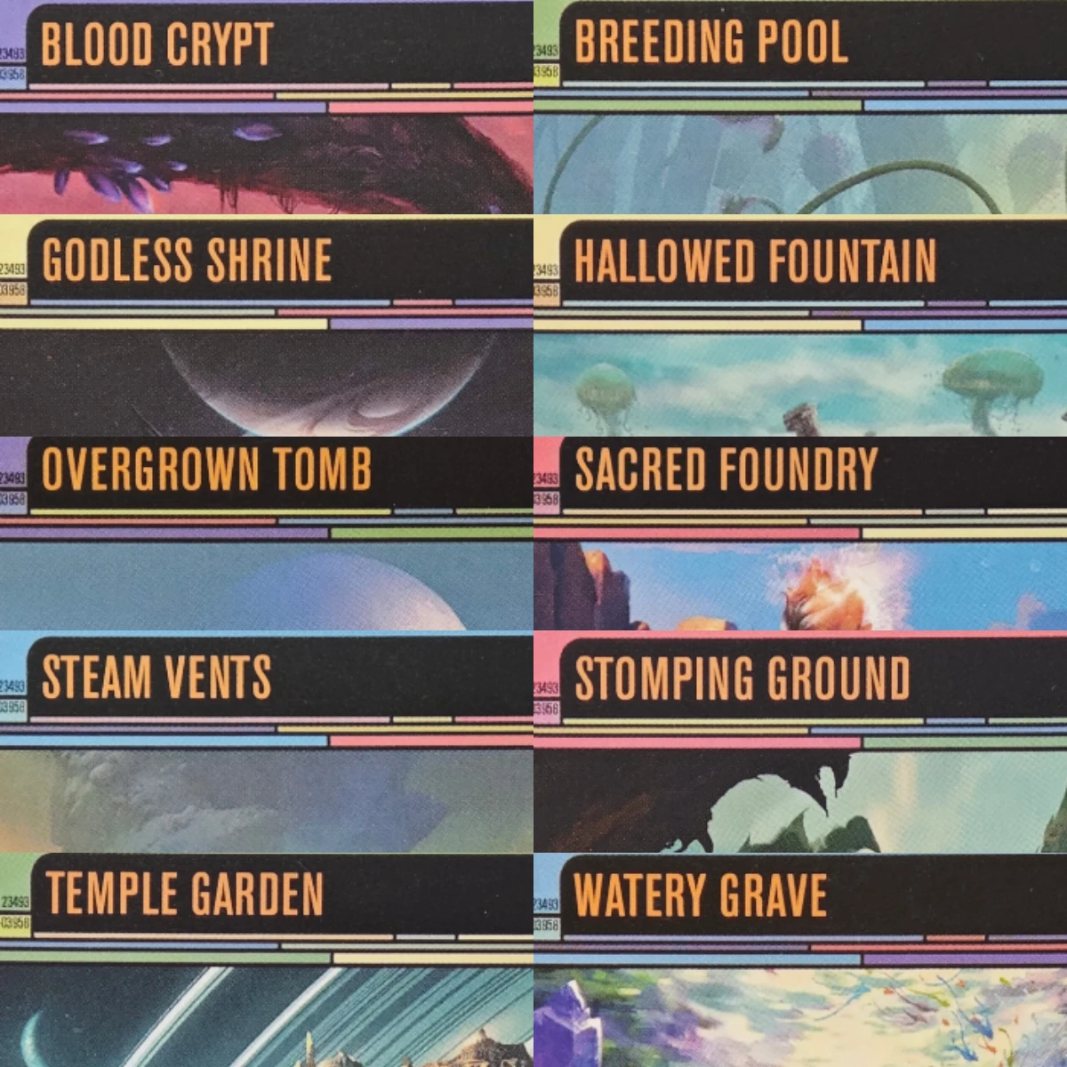 HOLO Fetch Lands MM3 TKT/SHOCK LANDS TRK High-Quality TCG Proxy Cards (Black-Core)