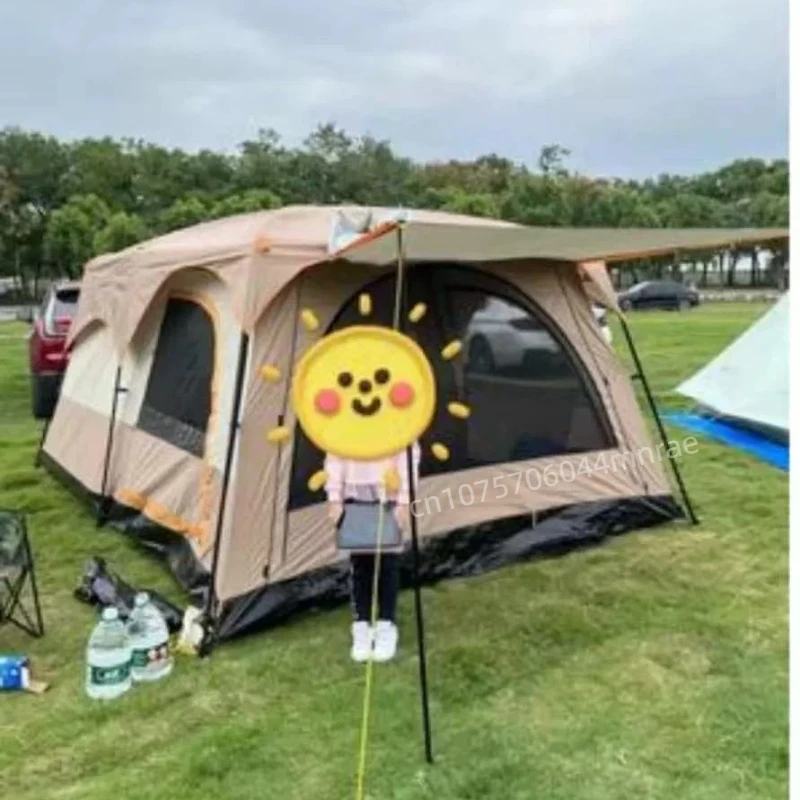 

Портативная палатка для улицы с двумя спальнями и одной гостиной для кемпинга, защита от солнца и дождя на открытом воздухе, палатка для кемпинга на открытом воздухе