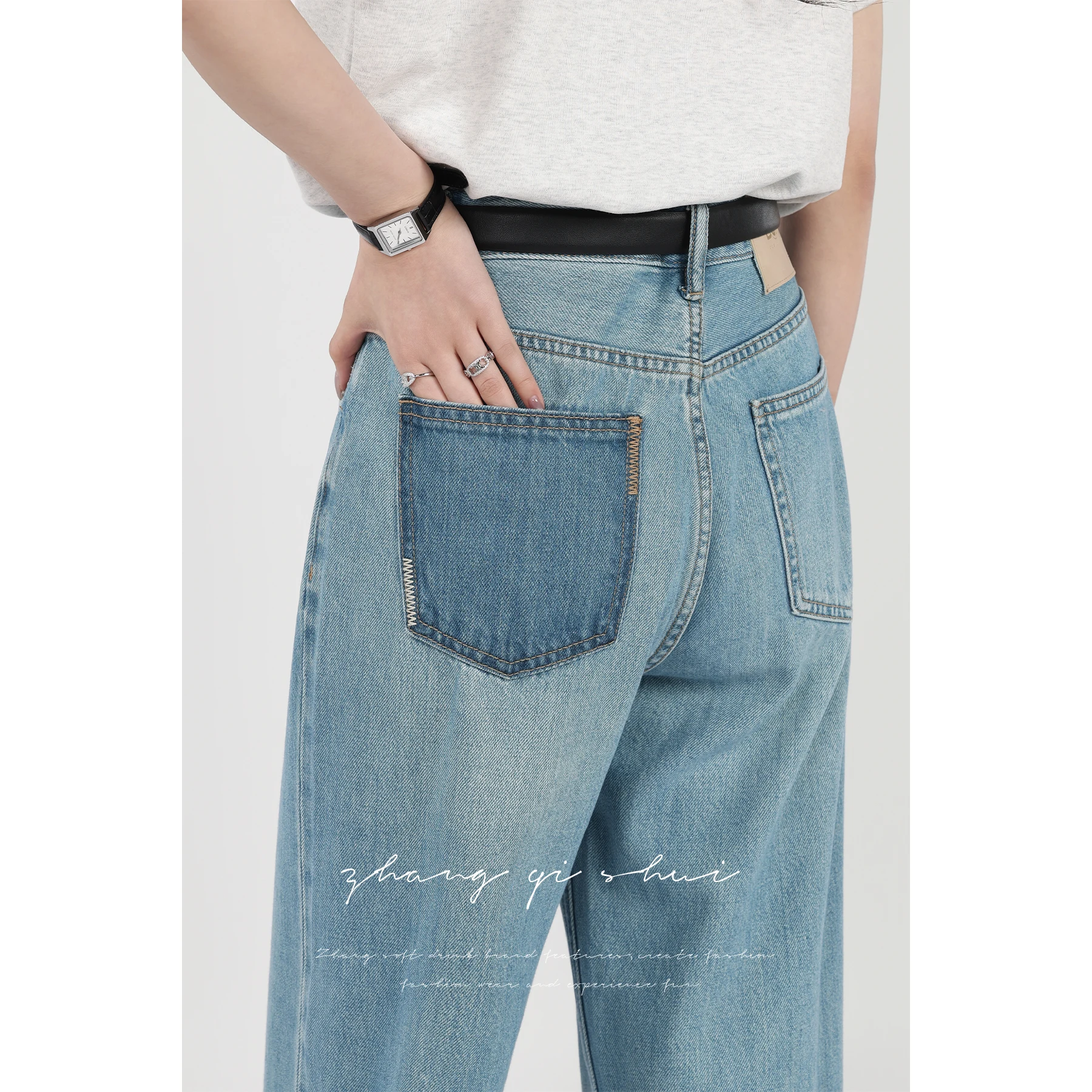 

Summer New Blue Straight Leg Jeans Women's Vintage Wa High Waist Loose Thin Wide Leg Pants Casual Sle Loose Fit Jeans