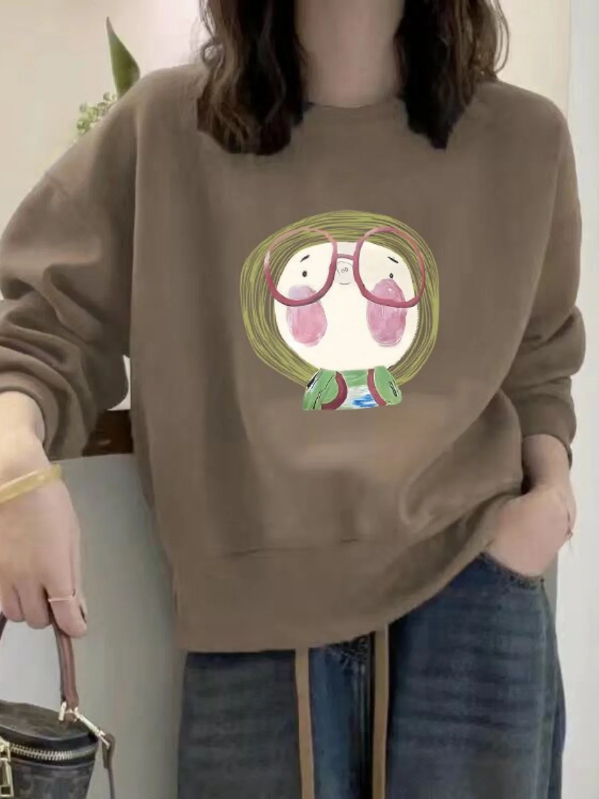 

Casual round Neck Short Sleeve Long Sleeve Women's Sweatshirt T-shirt Loose Fit Spring Autumn Winter New Style Small Size Top