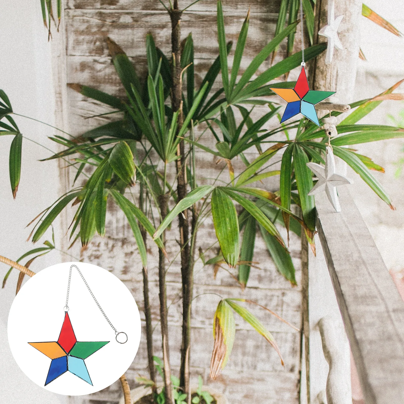 

Stained Acrylic Star Window Ornament Decor Home Garden Suncatcher Lightweight Hanging Decoration Gift Wall Art Craft