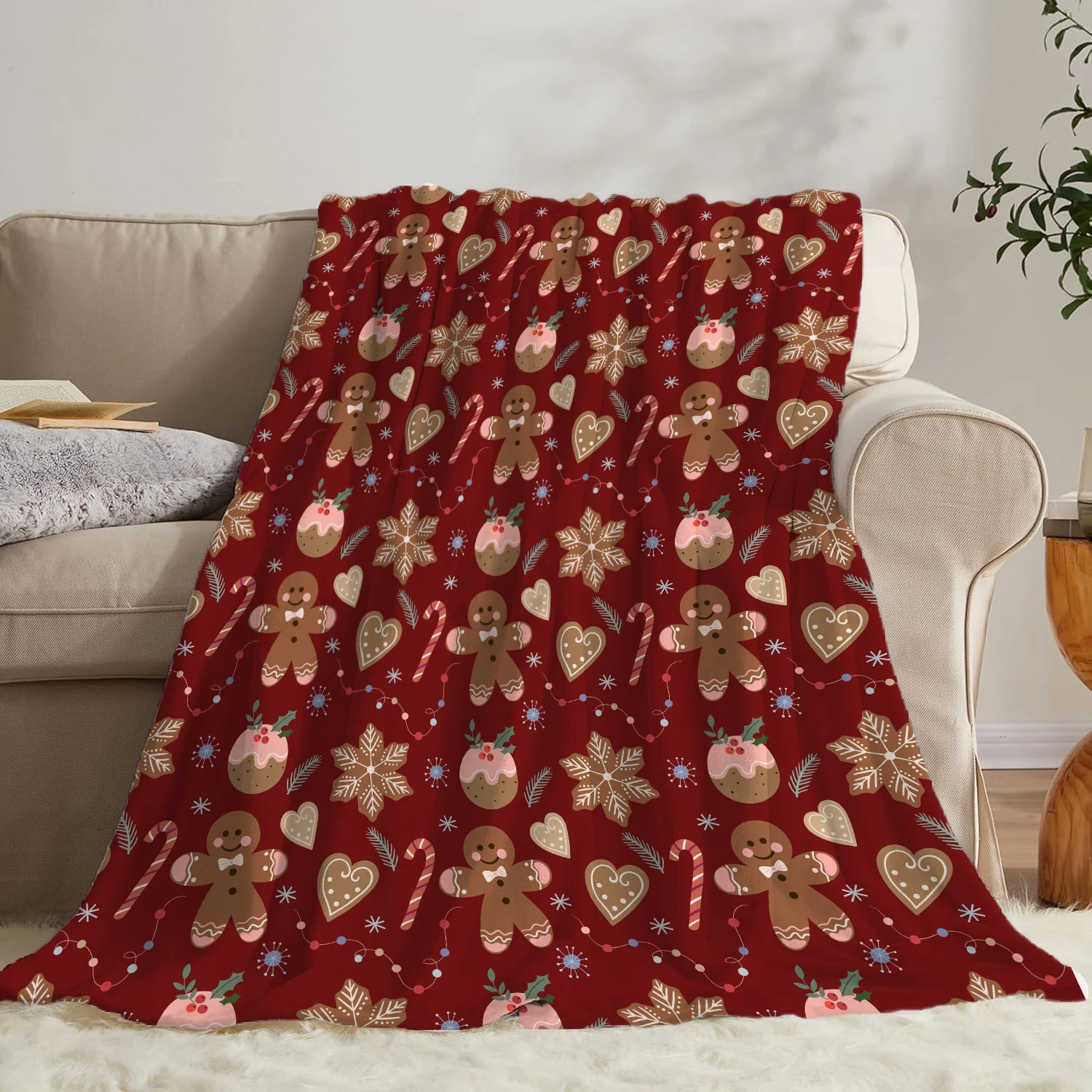 Überwurfdecke mit Weihnachts-Flanell-Aufdruck, superweiche, gemütliche Nickerchendecke für Bett, Sofa, Büro, Reisen, maschinenwaschbar, perfektes Geschenk für Zuhause
