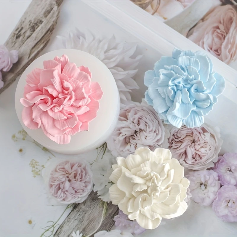 1Korean-style carnation flower silicone mold，Aromatherapy plasterdiyCandle diffuser stone mold，Handmade soap decorative silicone