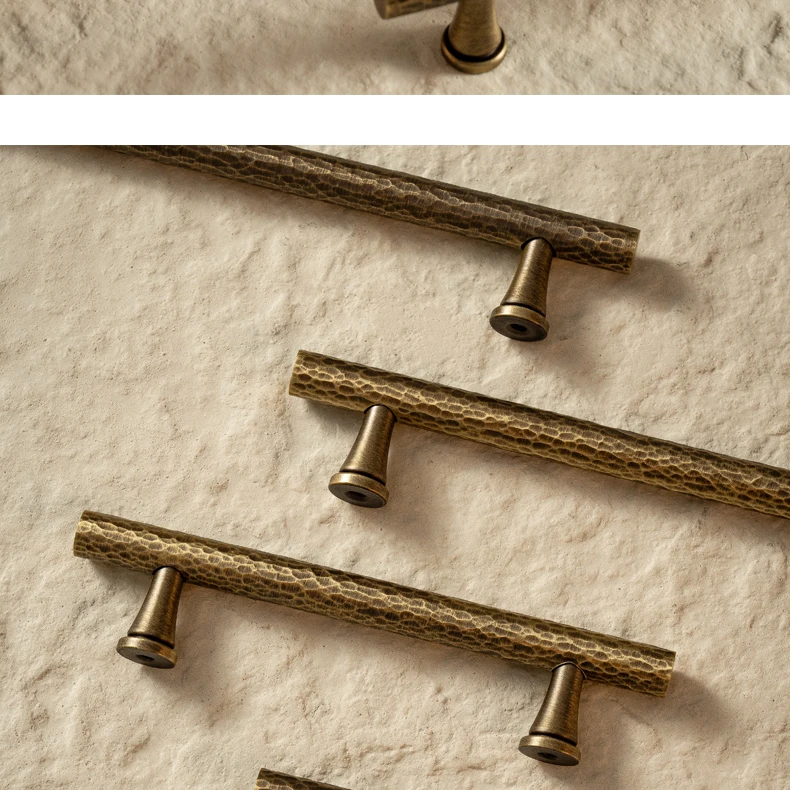 Hand-hammered antique brass cabinet handle 23
