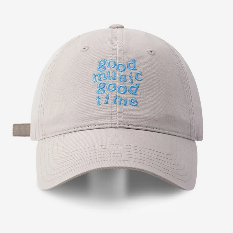 Good Time Embroidered Letter Washed Baseball Cap Unisex Adjustable Duckbill Hat Outdoor Travel Camping Sun Protect Baseball Cap