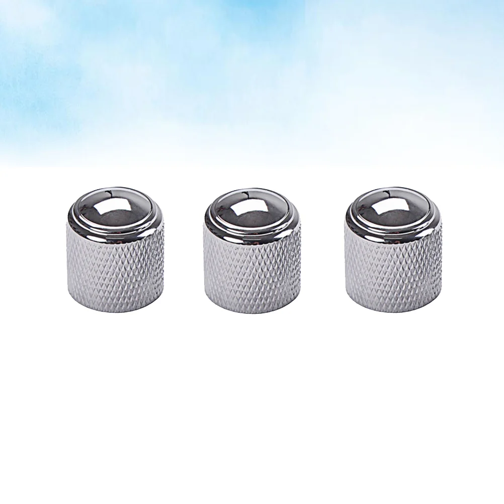 

3pcs Aluminum Alloy Electric Bass Guitar Volume Tone Control Knobs Dome Knobs Guitar Parts Accessories GD132 (Silver)