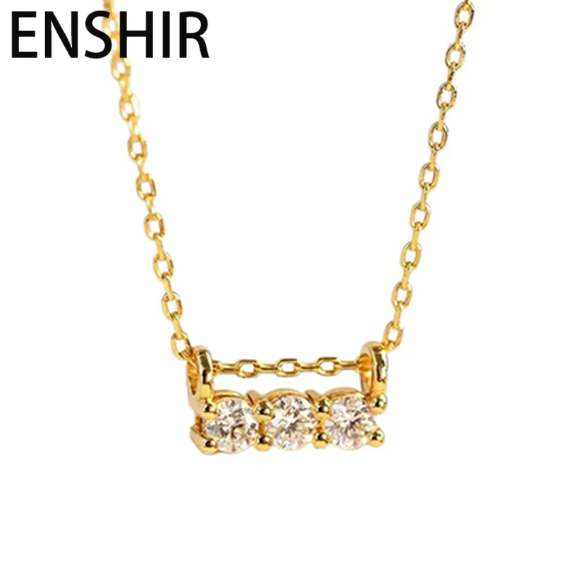 ENSHIR Round Three Zircon Pendant Necklace For Women Luxury Design Clavicle chain Delicate Temperament Jewelry Gifts Wholesale