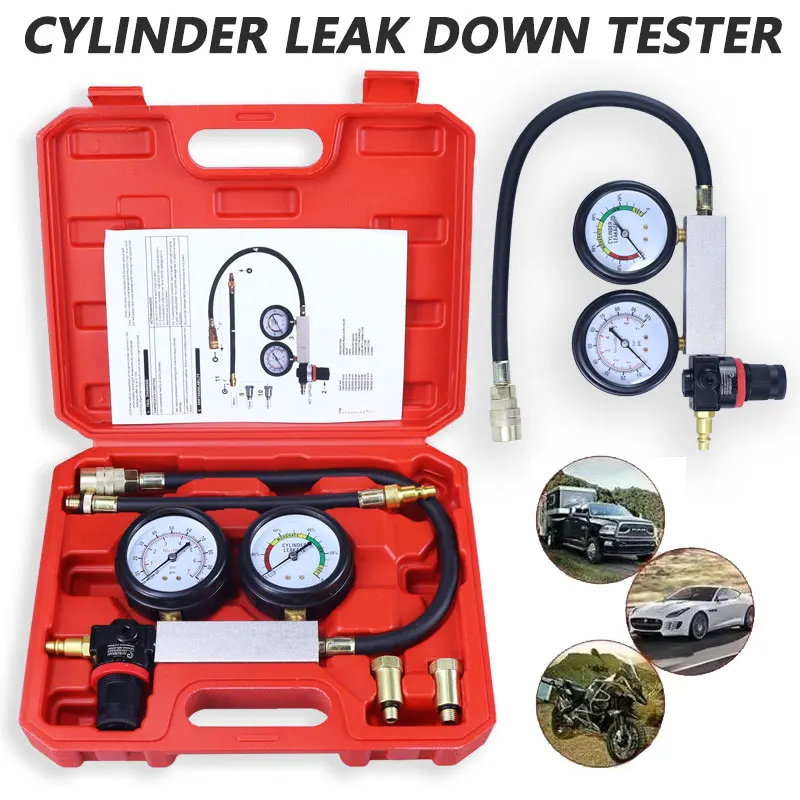 Double Table Cylinder Leak Down Tester Cars Engine Compression Tester Tool Kit Cylinder Detection Meter Be Used For Cars Trucks