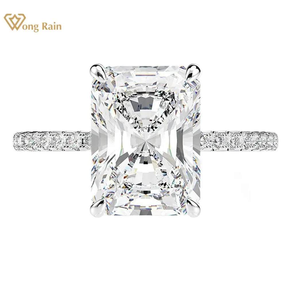 

Wong Rain Classic 100% 925 Sterling Silver 8 * 11 MM Created Moissanite Gemstone Wedding Engagement Ring Fine Jewelry Wholesale