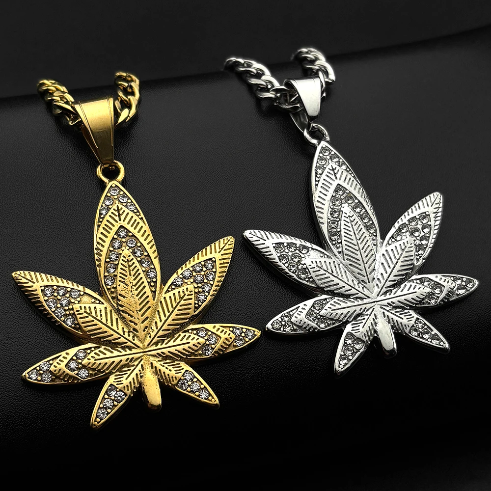 Mode Strass Maple Leaf Anhänger Halskette für Frauen Männer Gold Silber Farbe Lange Kette Anlage Party Schmuck Geschenk
