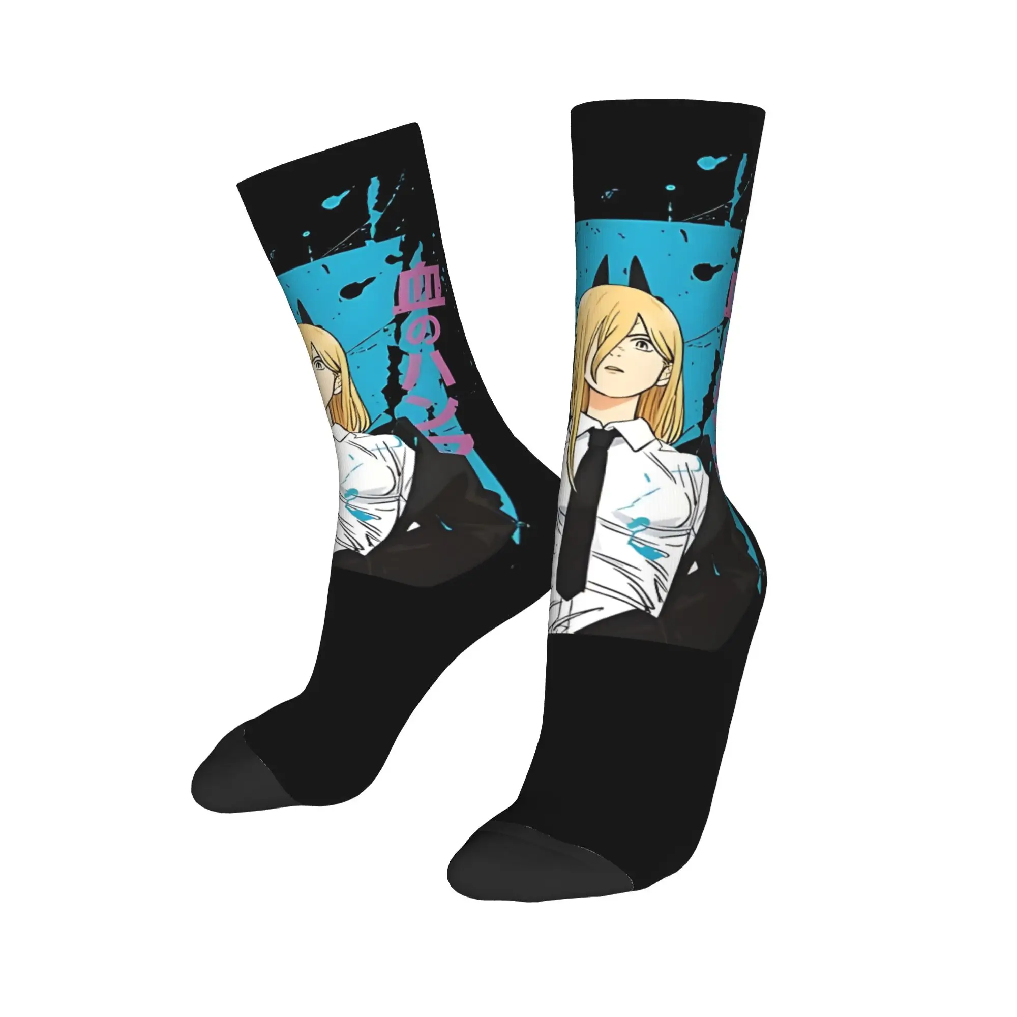 Funny Sock Bandai Chainsaw Man Power Harajuku Seamless Pattern Printed Men Crew Socks Casual Men's Socks