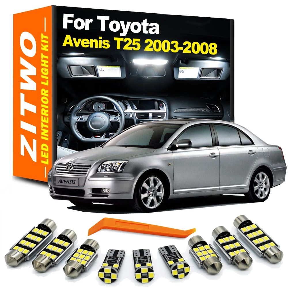 ZITWO 17Pcs Complete LED Bulb Interior Dome Map Trunk Door Plate Light Kit For Toyota Avensis T25 2003 2004 2005 2006 2007 2008