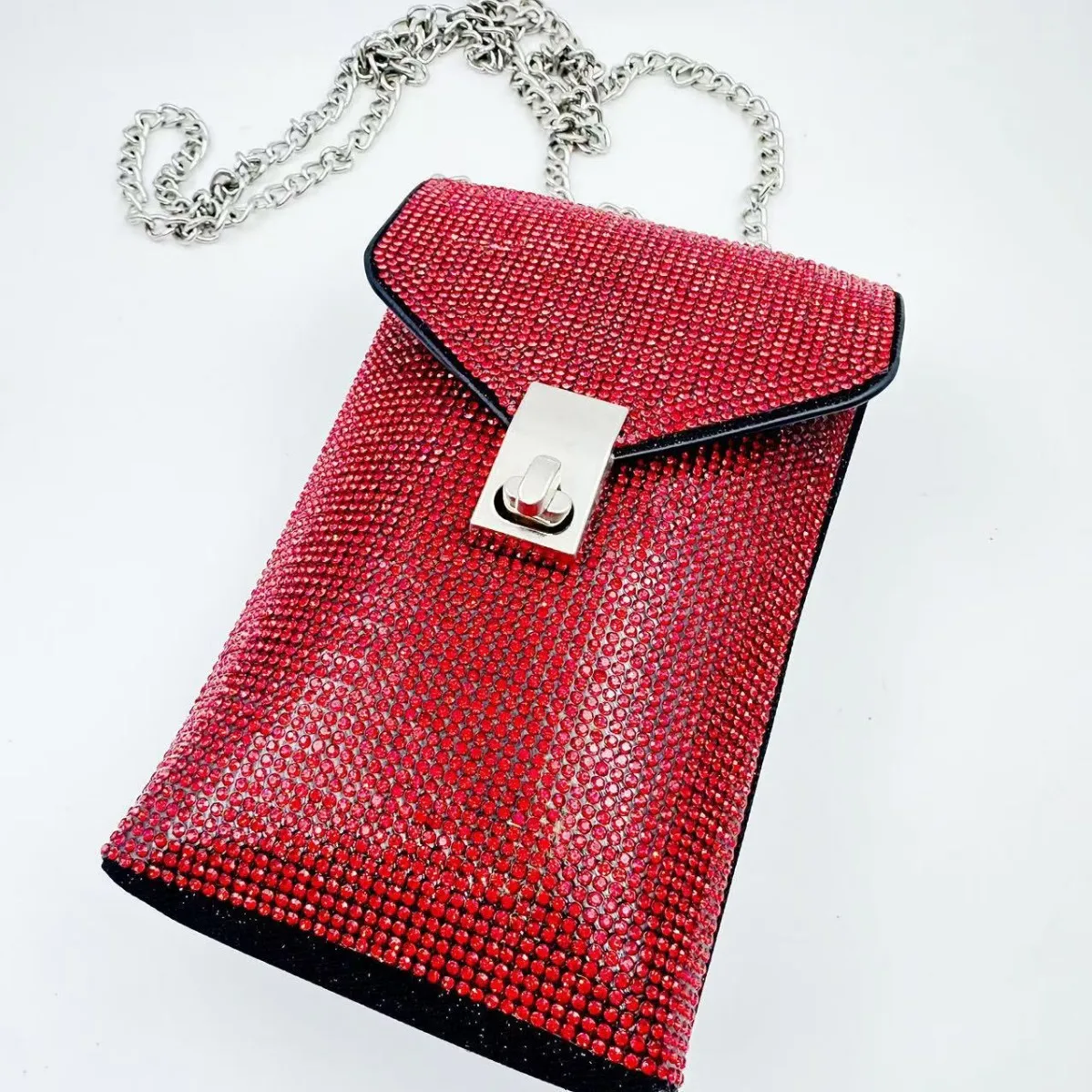 

Rhinestone inlaid mobile phone bag cross shoulder chain crossbody multifunctional stamping mobile phone wallet portable Gift 2
