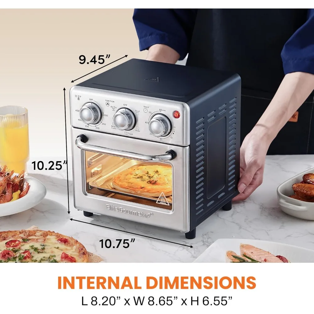 

8.5Qt. Capacity Air Fryer Oven, Toast, Bake & Broil with Convection, Time and Temperature Controls, 800-Watts,Stainless Steel