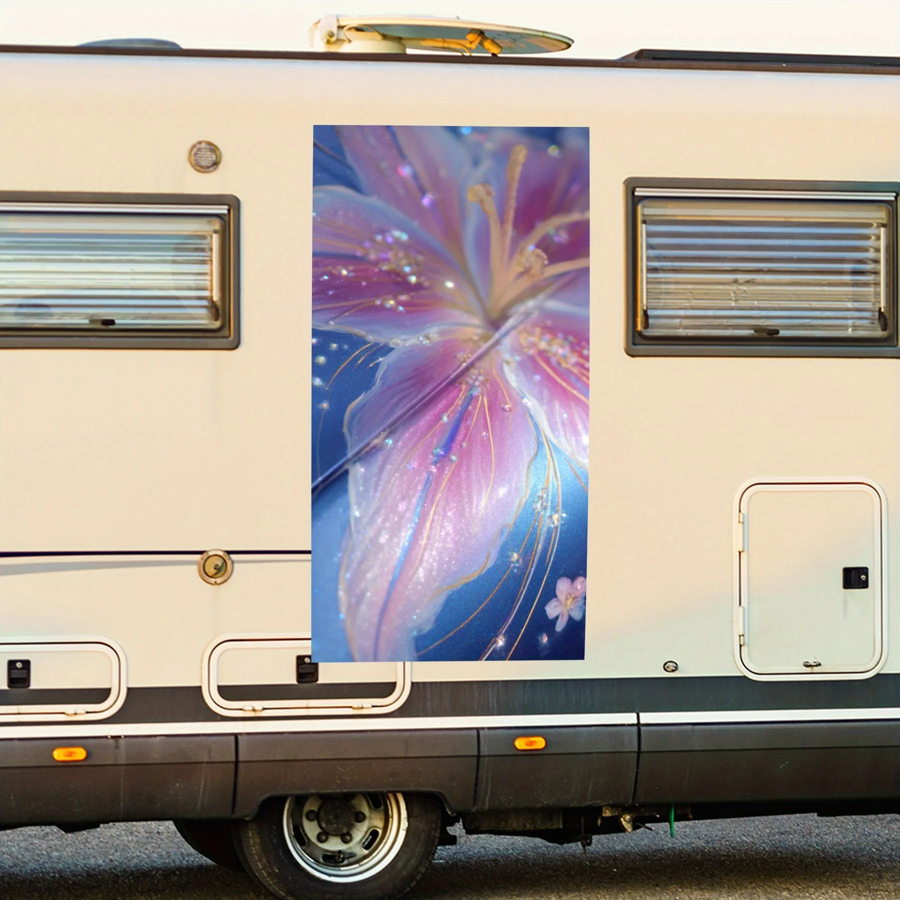 

Виниловая наклейка с блестящей лилией для задней части автофургона, водонепроницаемые самоклеящиеся виниловые наклейки для хвоста и бампера автомобиля, украшение - Protec