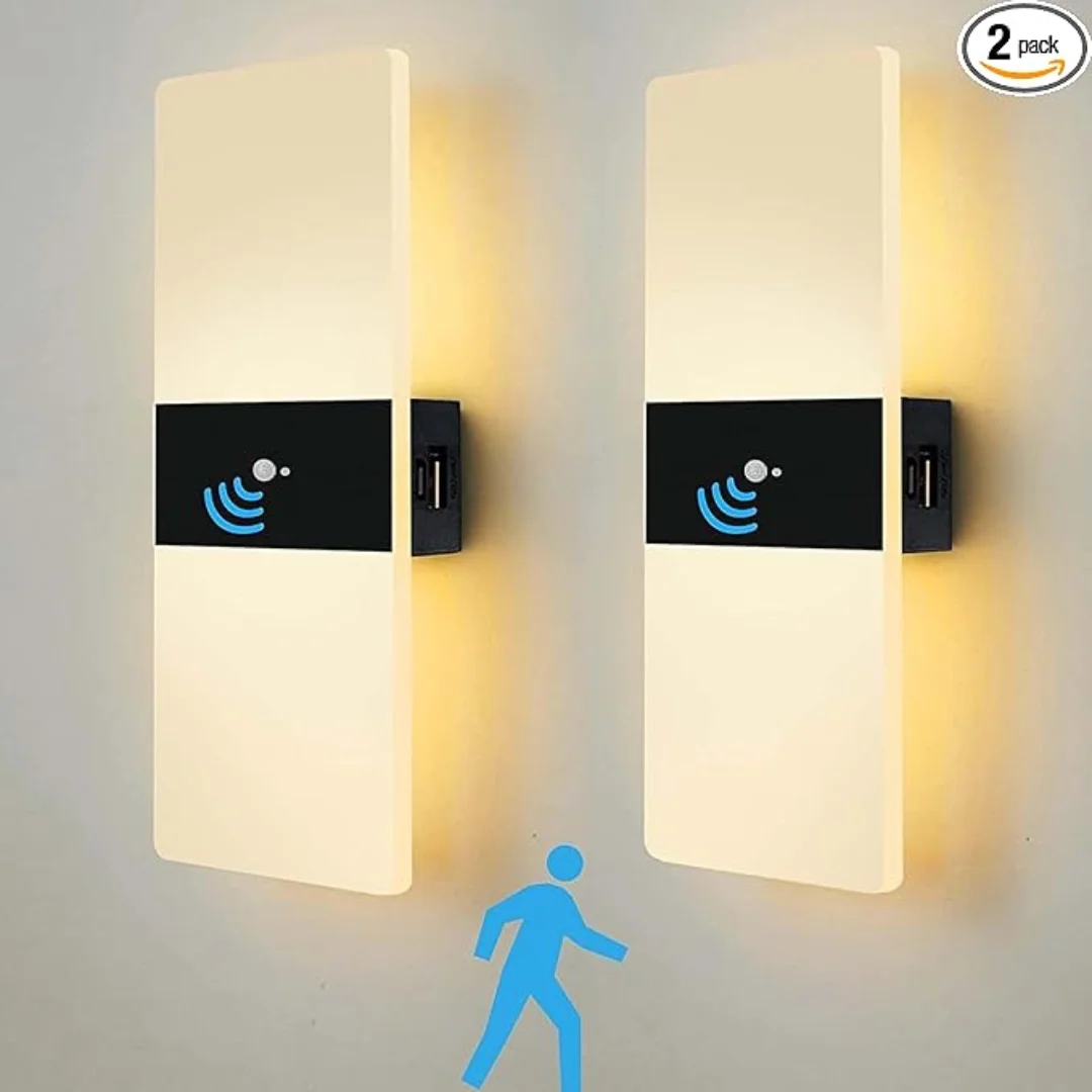 

2PCWireless Wall Lamp Battery with Switch LED Battery Powered Wall Lamp Indoor Touch Control Lamp USB Rechargeable Wall Lighting