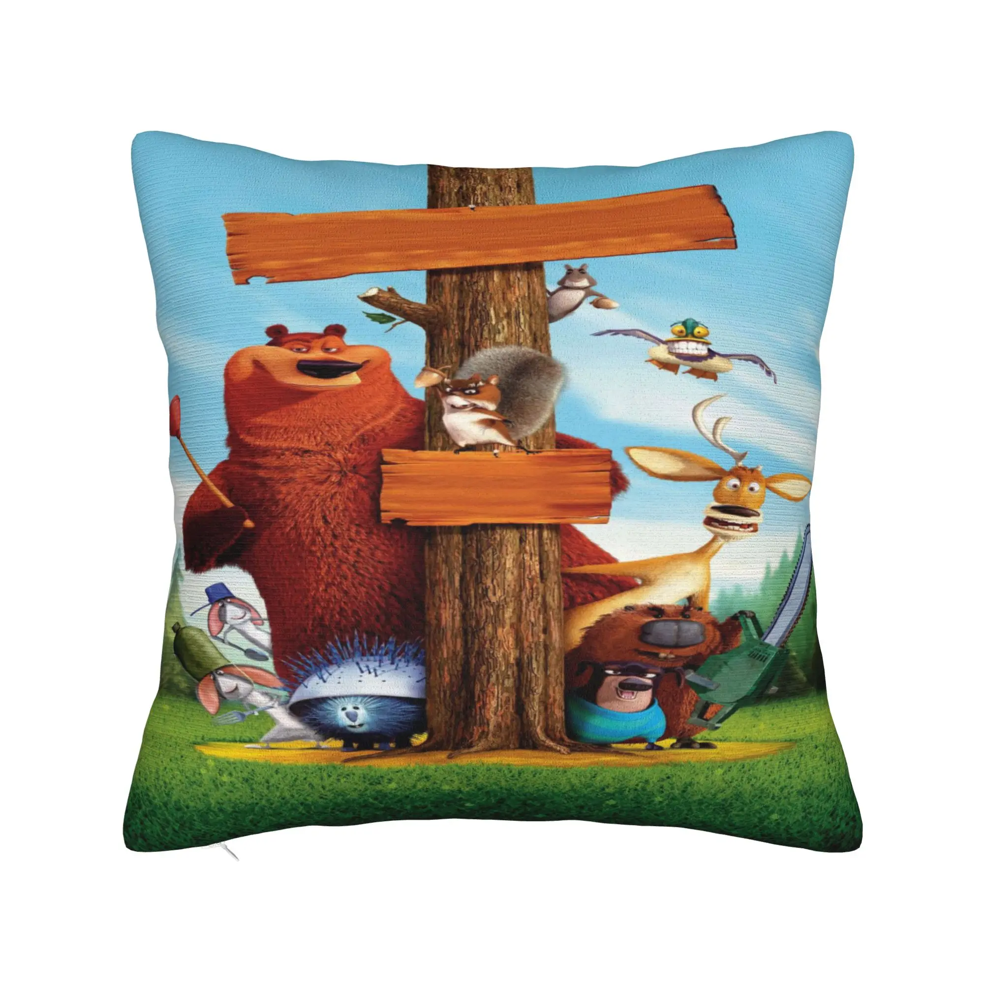 Grizzly And Lemmings  Pillowcase Accessories Printed Cushion Cover  Pillow Covers Bedroom Decor Square Multi-Size