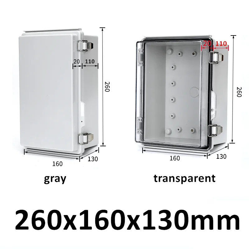 IP67 waterdichte ABS-aansluitdoos grijs transparant deksel buiten elektrische behuizing scharnierende behuizing voor elektronische instrumenten