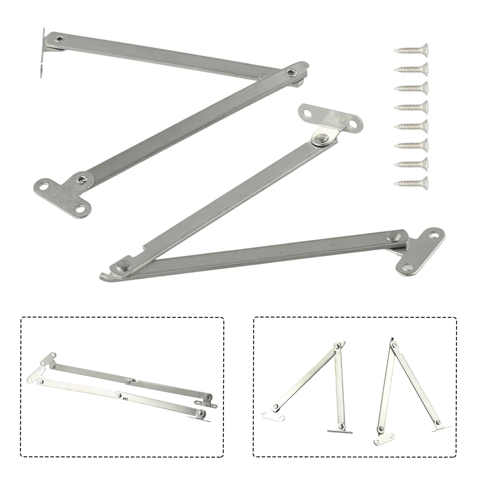 Movable Lift Up Support Silver Screws Lifter Cabinet door Home Hardware 2pcs Stainless Steel Cabinet Door Useful