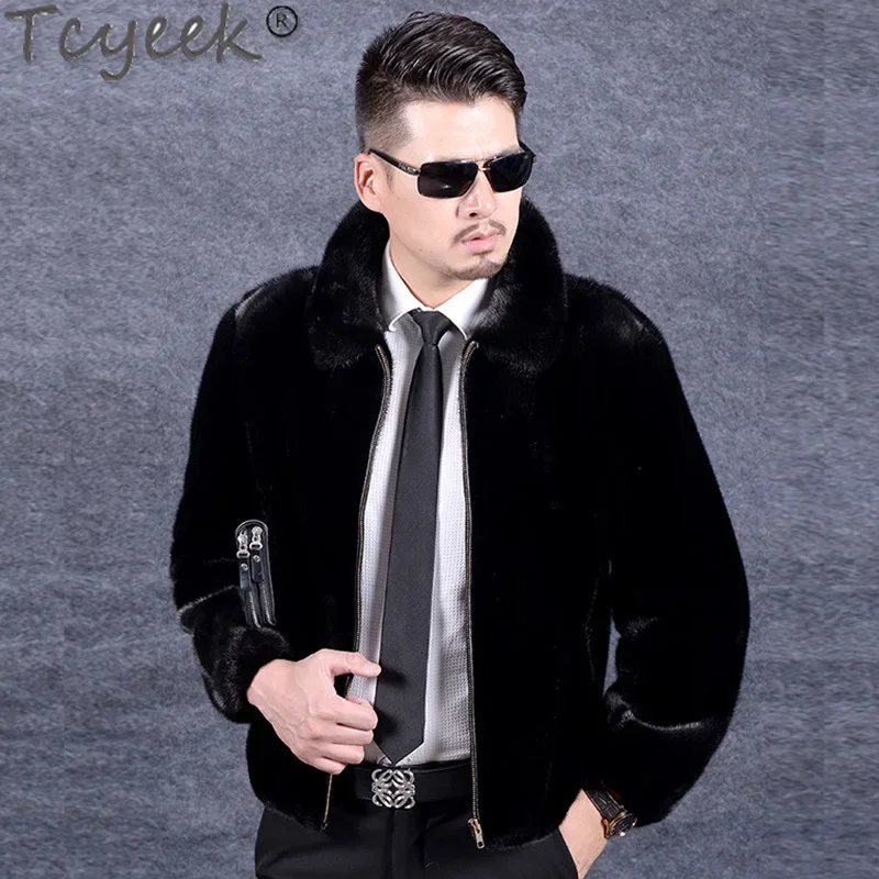 

Tcyeek Winter Men's Coat High Quality Real Mink Fur Coat Men Clothes Fashion Casual Warm Male Fur Jacket Jaqueta Masculina Lq