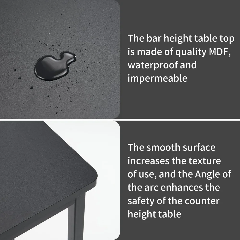 44.5 Sofa Table, Bar Height Pub Table, Narrow Entryway Table, Narrow Rectangular High Top Console Table with MDF and Black Metal