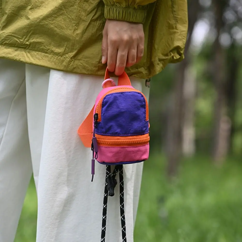 Fashion Colorful Mini Backpack Coin Purse Nylon Color-blocked Mini Crossbody Bag Casual Cute Canvas Coin Bag Travel