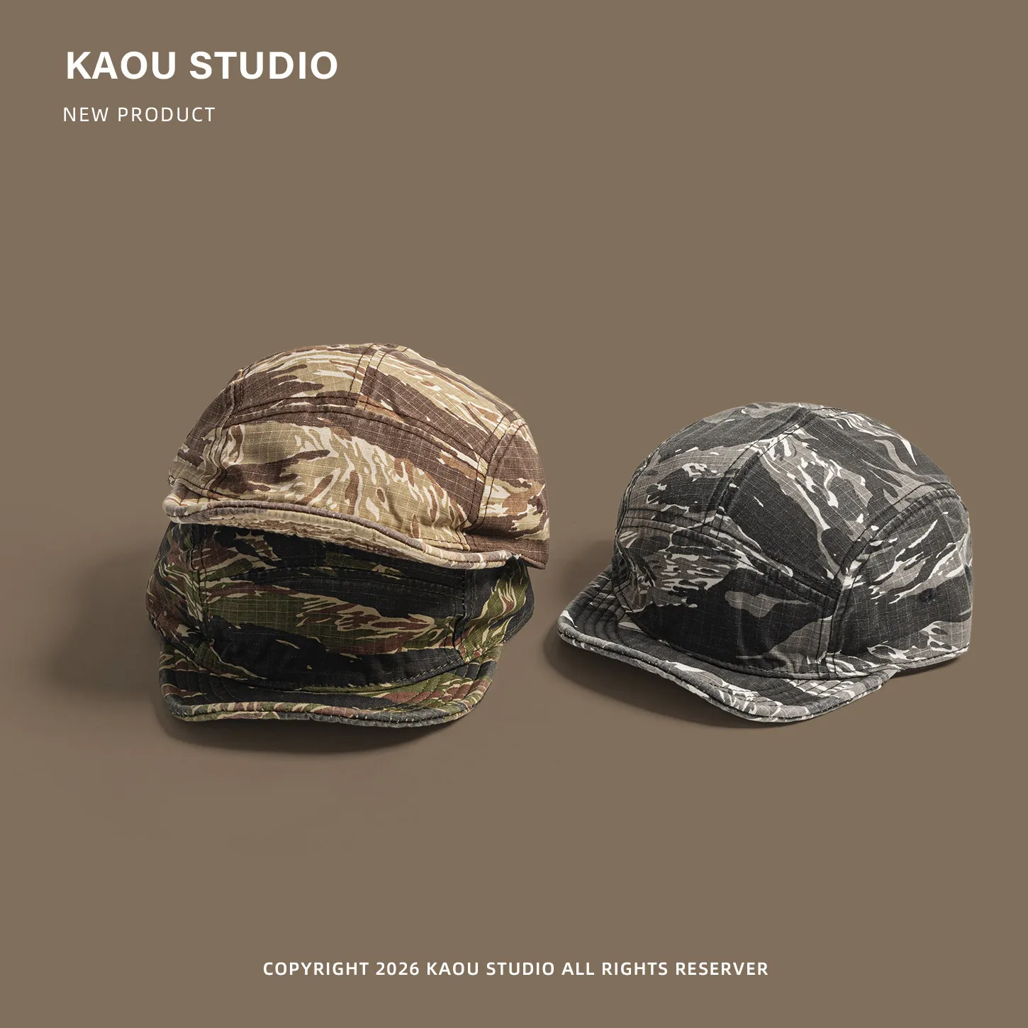 Spring Autumn New American Short-brimmed Cap Men Women Tooling Camouflage Soft-brimmed Baseball Cap Stylish Face Small Sun Hat