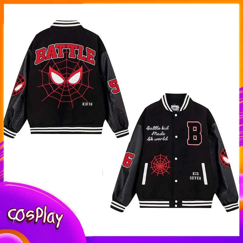 Spider Man Baseball Jacket Embroidery Sweatshirt Men'S And Women'S Trendy Casual Hoodie Hip-Hop Top Outdoor Clothing Gift Adult