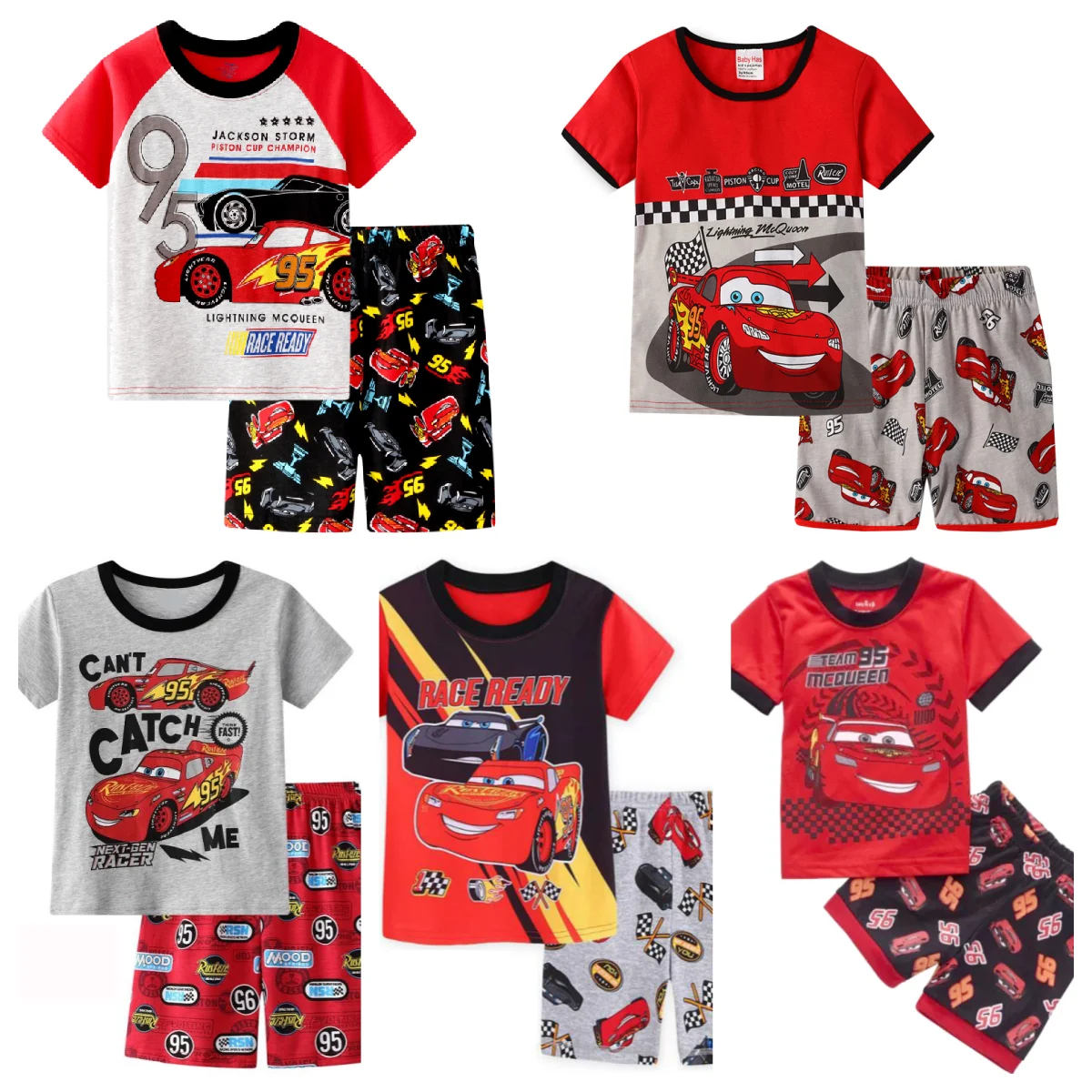 Chaud à manches courtes pyjama et pyjama costume voitures foudre McQueen enfants vêtements de nuit