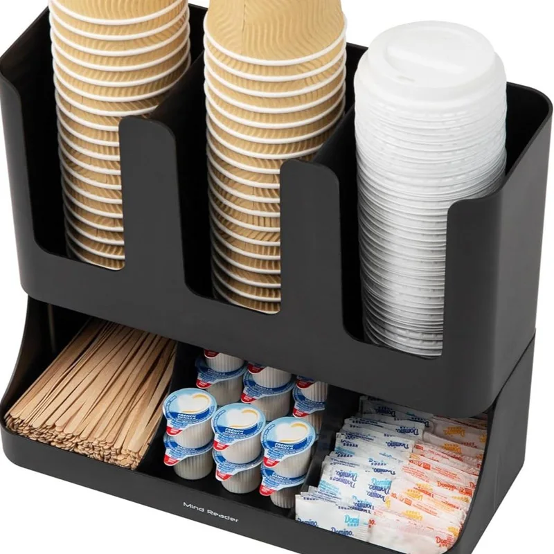 A Paper Cup Storage Box, Black Packing Cup Holder for Home Use, Coffee and Milk Tea Shop Disposable Paper Cup Holder, Multifunctional Storage Box, Wall-Mounted Cup Holder