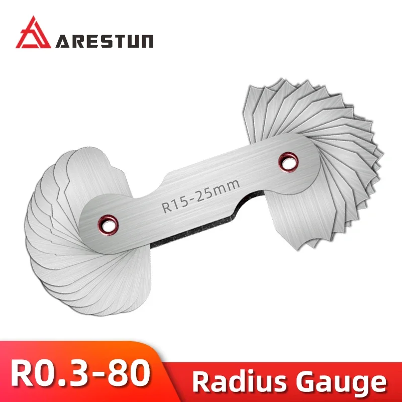 

Radius template R gauge R1-6.5 7-14.5 15-25 26-80 radius gage plate fillet gaug External Internal Concave Convex Measuring tools