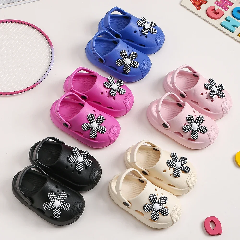 New Summer Children Beach Slippers Soft Anti-Slip Comfort Hole Flower Sandal for Boy Girl Cute  Light Breathable Garden Shoes