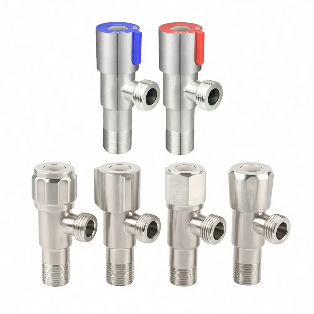 Solid Brass Core Stainless Steel Angle Valve High Flow Shut Off Tap Multi Functional Dual Water Outlet For Basin Faucet