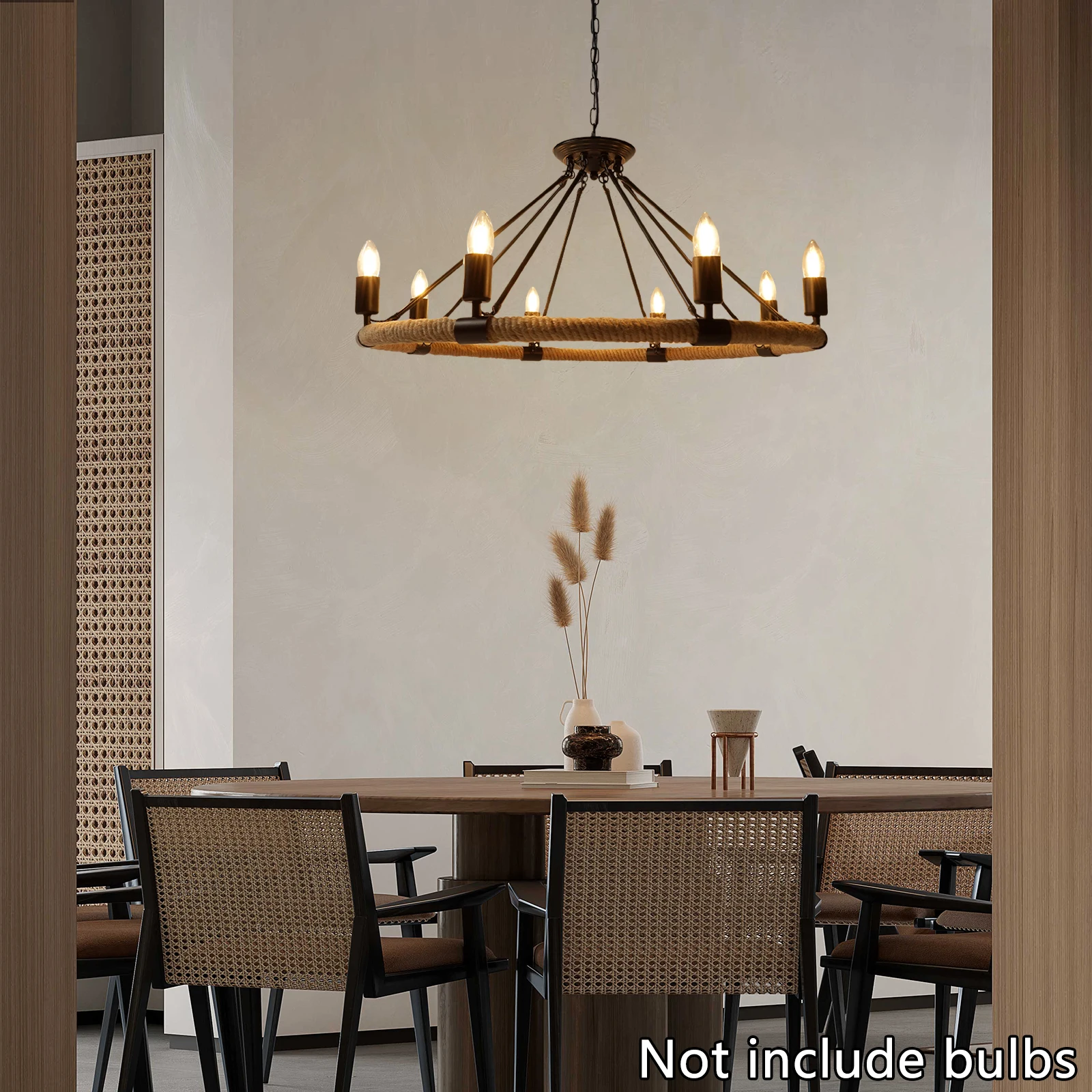 

Pendant Light Black Rustic Iron Hemp Lampshade Vintage Ceiling Chandelier Hanging Light
