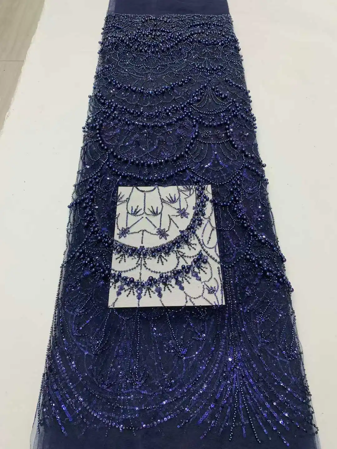 African Sequins Beaded Lace Fabric High-Quality Sequined Embroidery French Nigerian Style for Wedding Dresses