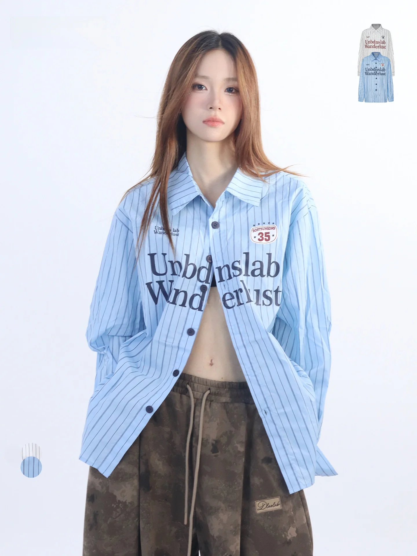 

American Sle Long Sve Letter Print Street Dance irt Women's Loose Fit Striped Design Casual Top Early Autumn Wear