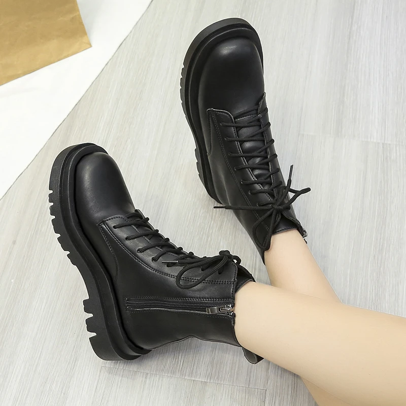 

Модные новые стильные пикантные женские ботинки больших размеров с круглым носком, удобные нескользящие повседневные рабочие ботинки на толстой подошве