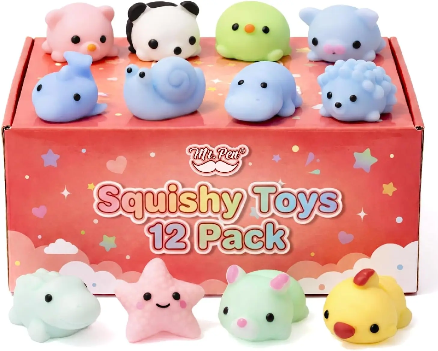 

Набор из 12 пастельных мягких игрушек-сквишей в виде животных, моющиеся, эластичные, сенсорные игрушки для снятия стресса, для детских праздников и поощрений в классе