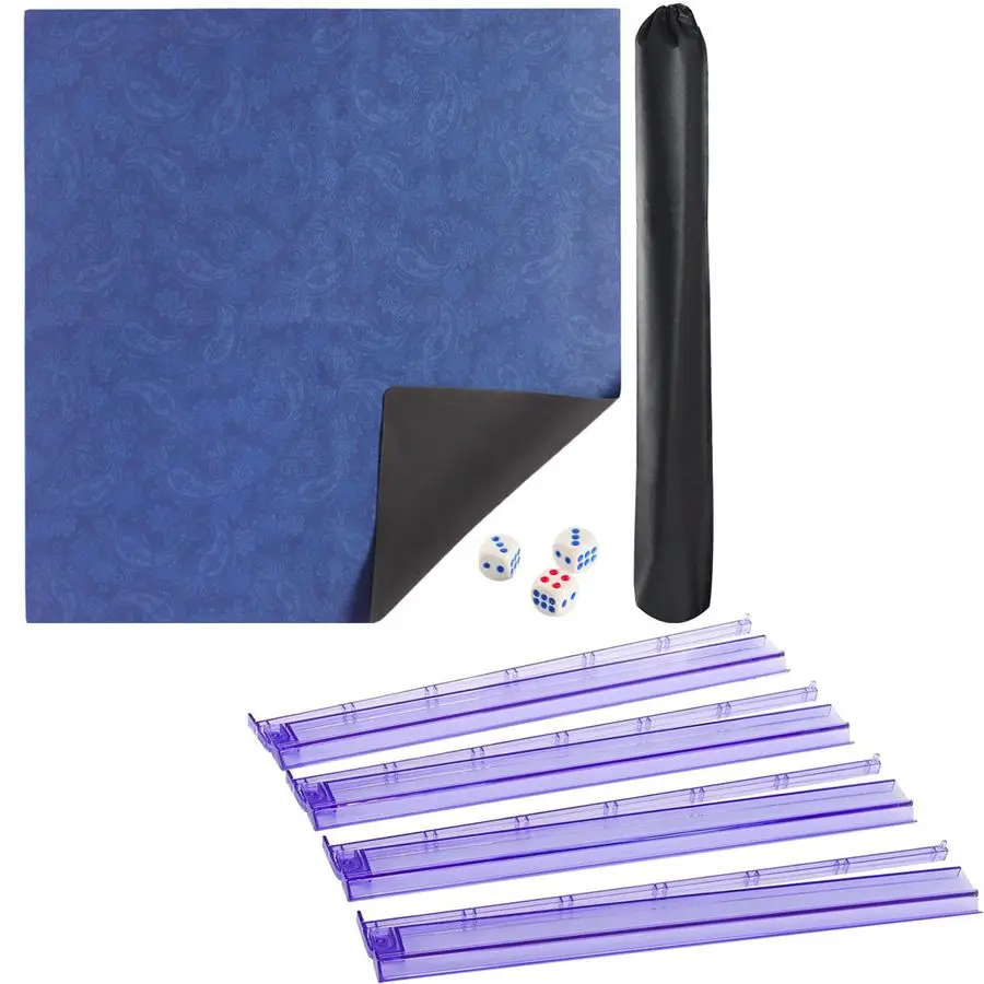 

Mat, Mahjong Table Mat with Prints amp Extra DiceBlue, 35 inches,Mah Jongg AllinOne Tile Rack amp Pusher, Clear Acrylic Mahjong