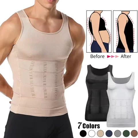 남성 슬리밍 바디 셰이퍼 조끼 셔츠 Abs 복부 슬림 체육관 운동 Tummy Control 압축 탱크 탑 민소매 Shapewear