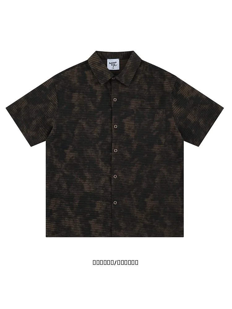 

Loose Casual Short Sleeve Shirt from Vintage Tie Dye Design Lazy Versatile Men's Summer Thin Fabric Daily Wear
