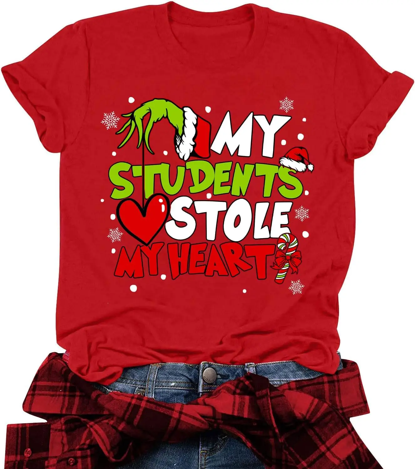 

Christmas Shirts Women My Students Stole My Heart Christmas 100% Cotton Tshirt Funny Merry Christmas Graphic Casual Tee Tops