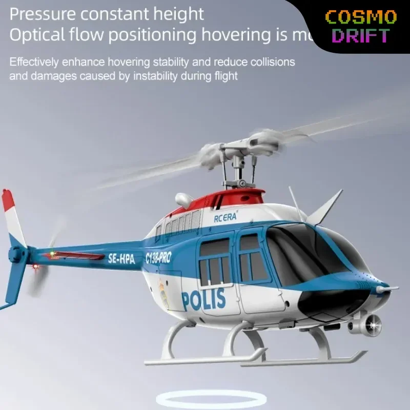 Rc Helicopter C138 Pro 6ch Aileronless Brushless Motor With Led Lights One Key Reverse Flight Stunt Police Simulation Aircraft