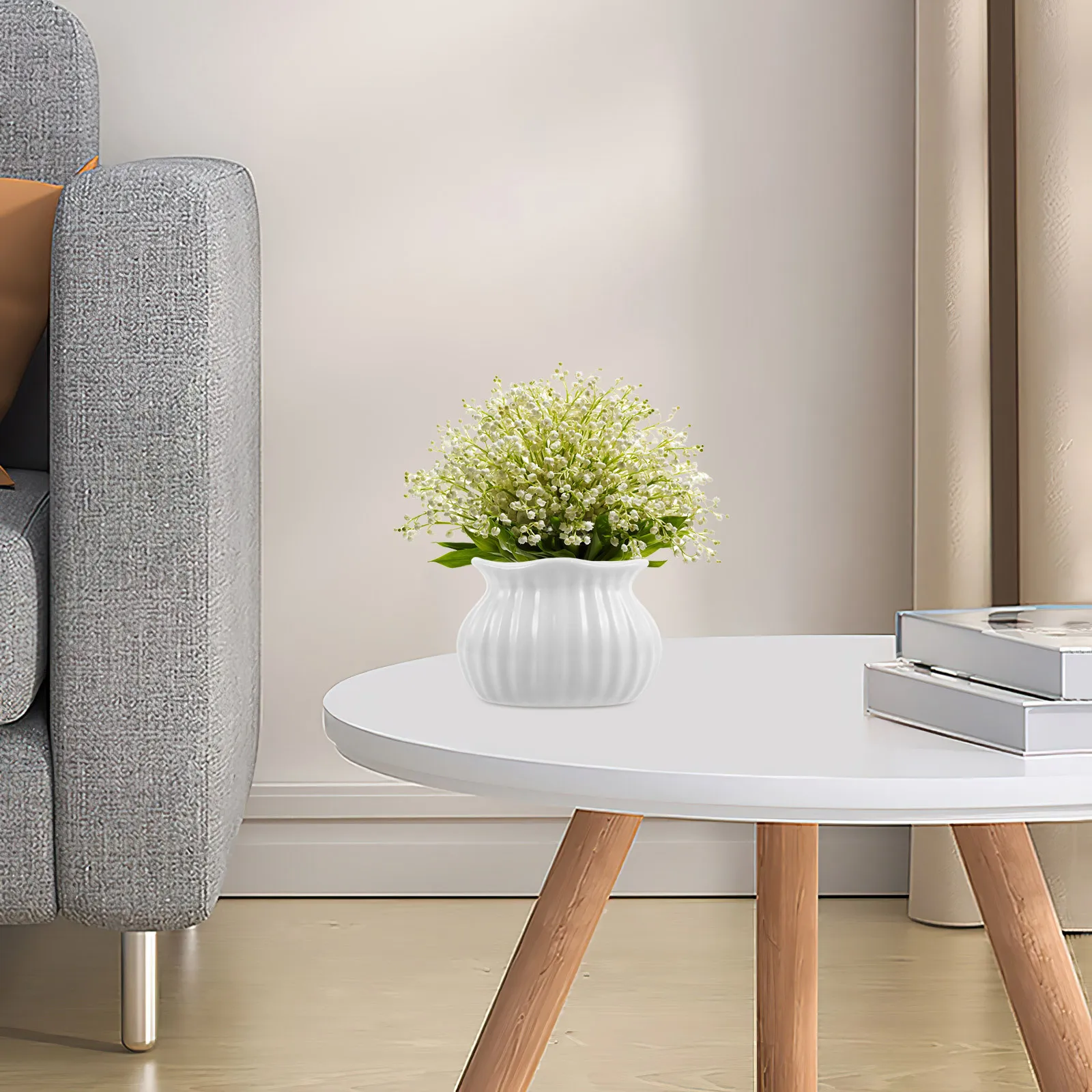 

White Ceramic Vase Modern Sleek Design Decorative Centerpiece for Fresh Dried Flowers Home Decor White Decor Vase